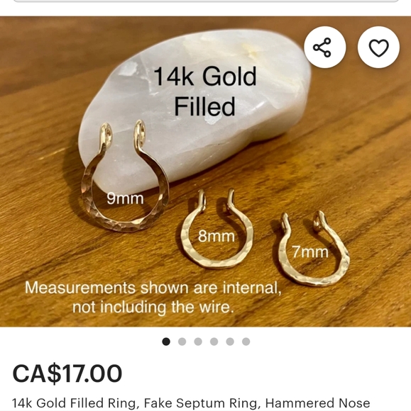 14k Gold Filled Faux Septum Ring - 18 Gauge, 7mm - Picture 4 of 7